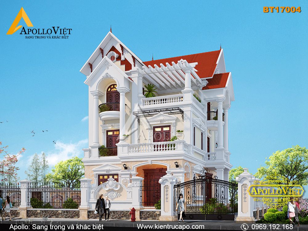 Biệt thự mái thái 3 tầng cao cấp ở Nam Định (BT17004)